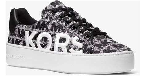 michael kors poppy sneaker black|Michael Kors poppy logo sneakers.